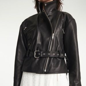 The Kooples
BELTED BIKER-STYLE BLACK LEATHER JACKET NEW W/O TAGS
